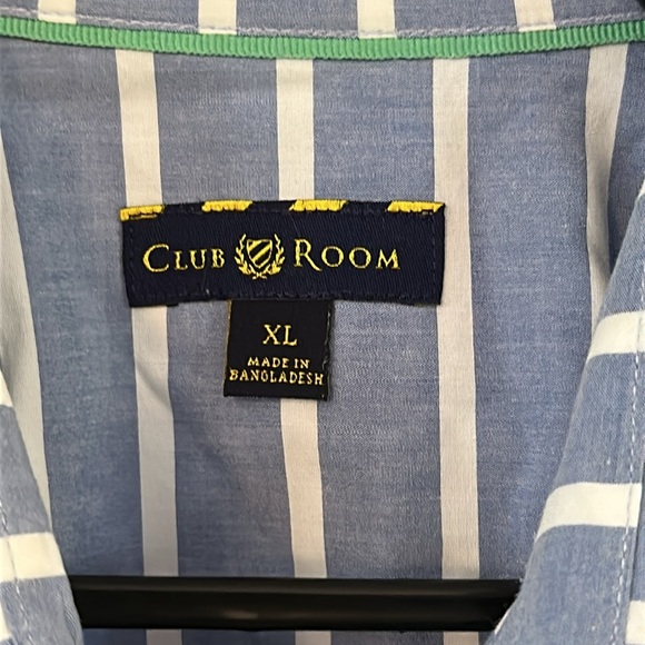 Men’s Club Room Light Blue & White Striped Short Sleeve Button Up Shirt Size XL - Picture 4 of 8